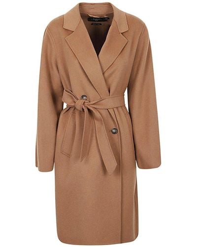 Weekend by Maxmara Double-breasted Belted Coat - Brown