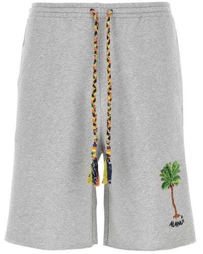 Alanui Melange Gray Stretch Cotton Stay Positive Bermuda Shorts