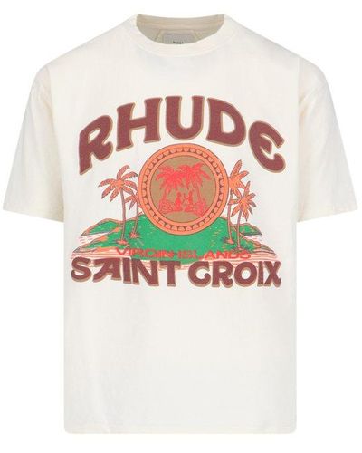 Rhude Saint Croix Printed Crewneck T-shirt - White