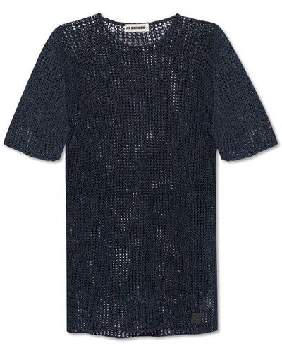 Jil Sander + Crochet Dress, - Blue