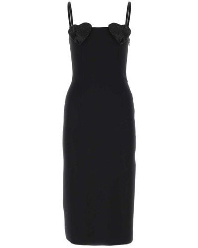 Blumarine Heart Rhinestone Embellished Slip Dress - Black