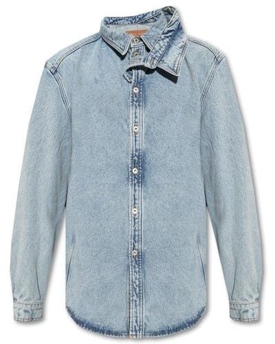 Y. Project Collared Button-up Denim Overshirt - Blue