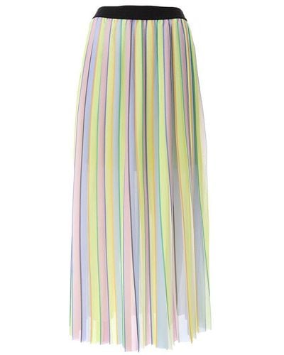 Karl Lagerfeld Pleated Striped Maxi Skirt - Green