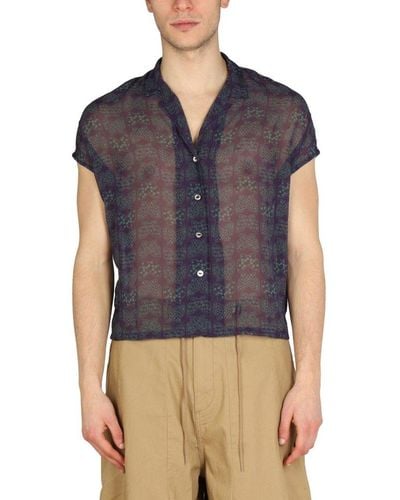 Needles V-neck Short-sleeved Sheer Shirt - Multicolour