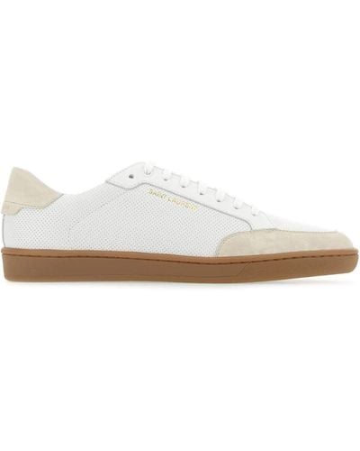 Saint Laurent Ivory Leather Sl/10 Sneakers - White