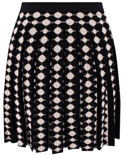 Tory Burch All-over Geometric Pattern Pleated Skirt - Black