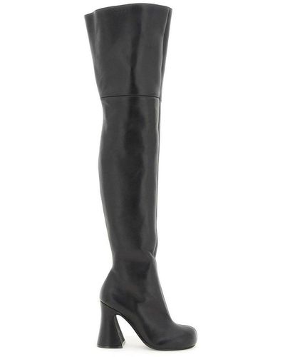 Marni Sculpted-heeled Round-toe Thigh Boots - Black