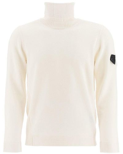 Stone Island Shadow Project Turtleneck Knitted Jumper - White