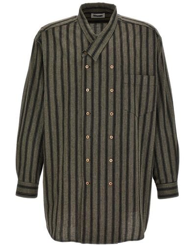 Magliano Double Breasted Stripe Detailed Shirt - Gray