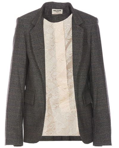 Zadig & Voltaire Prince Of Wales Long-sleeved Blazer - Brown
