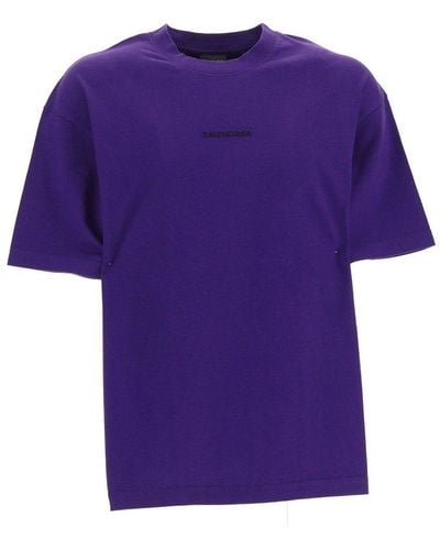 Balenciaga Logo-printed Crewneck T-shirt - Purple