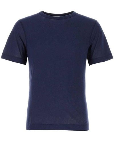 Dries Van Noten Navy Blue Cotton T-shirt