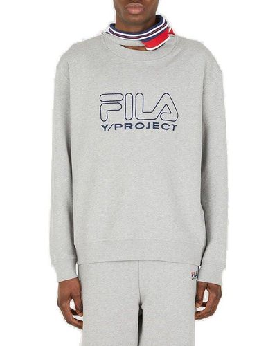 Y. Project X Fila Logo Printed Sweatshirt - Gray