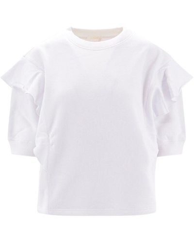 Chloé Logo Printed Ruffled Top - White