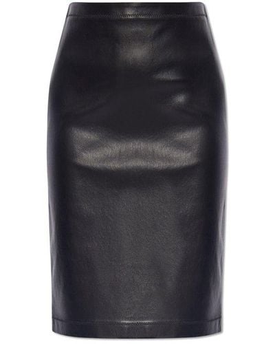 Versace Leather Skirt, - Black