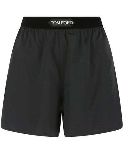 Tom Ford Logo Waistband High Waist Shorts - Black