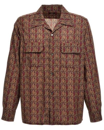 Needles All-over Motif Printed Long-sleeved Shirt - Brown