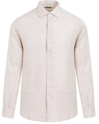 Zegna Long-sleeved Buttoned Shirt - Natural