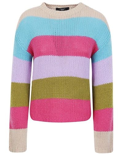Weekend by Maxmara Striped Crewneck Sweater - Pink