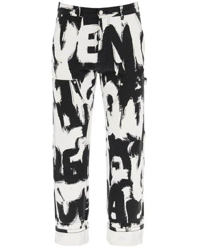 Alexander McQueen Mcqueen Graffiti Workwear Jeans - Multicolour