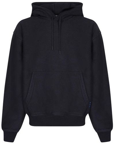 Burberry Kangaroo-pouched Drawstring Hoodie - Blue