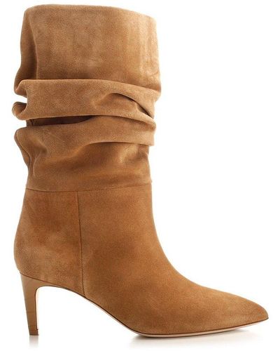 Paris Texas Slouchy Pointed Toe Ankle Boots - Brown