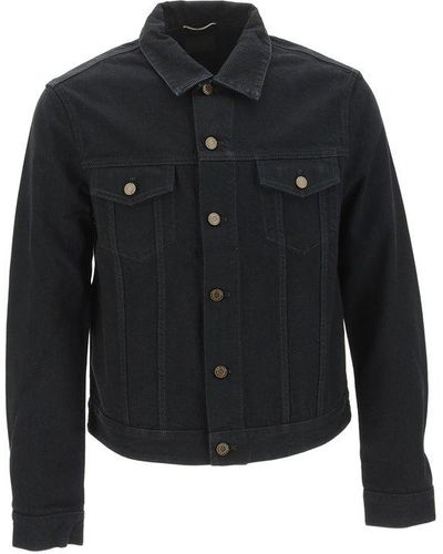 Saint Laurent Long-sleeved Denim Jacket - Black