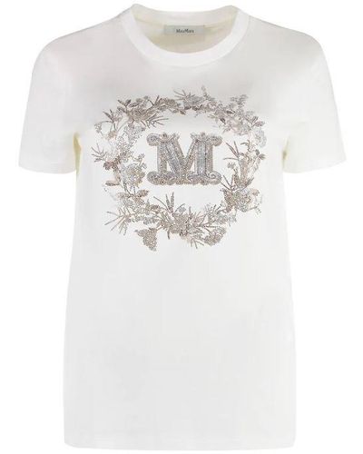 Max Mara Logo Embellished Crewneck T-shirt - White