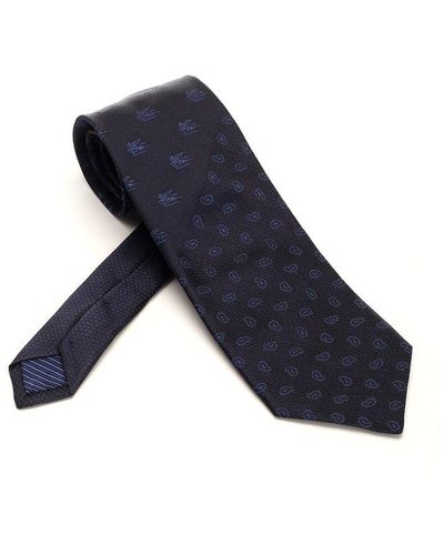 Etro Tie With Micro Paisley Print - Blue