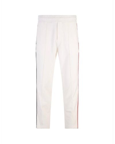 Moncler White Sporty Pants With Embroidered Logo Profile