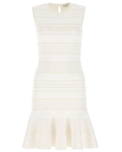 Alexander McQueen Striped Mini Dress - White