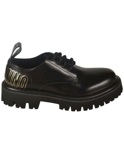 Moschino Logo-printed Round-toe Lace-up Shoes - Black