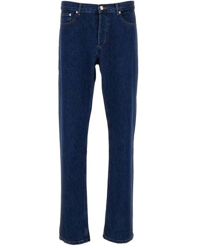 A.P.C. Blue Medium Waist Slim Fit Jeans In Cotton Man