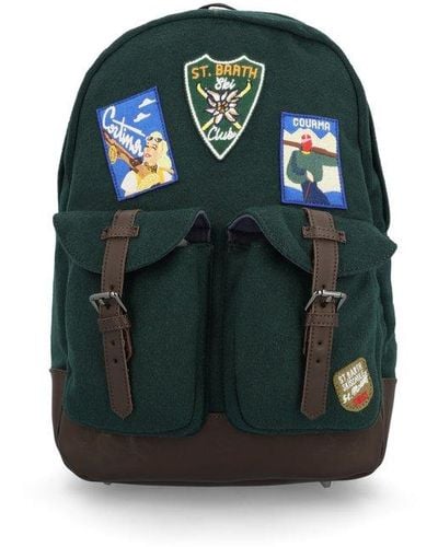 Mc2 Saint Barth Logo Embroidered Zip-up Backpack - Green