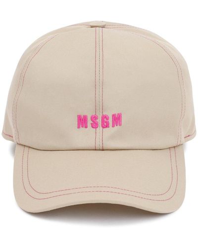MSGM Logo-embroidered Baseball Curved Peak Cap - Natural