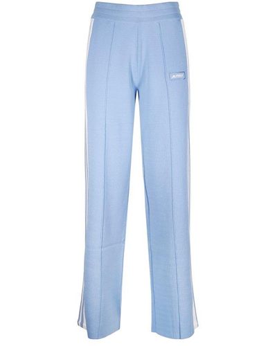 Autry Logo Embroidered Stripped Knitted Track Trousers - Blue