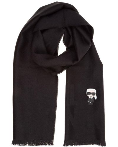 Karl Lagerfeld Wool Scarf K/ikonik - Black