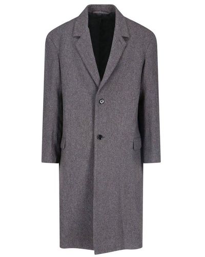 Lemaire Oversized Straight Hem Felted Coat - Grey