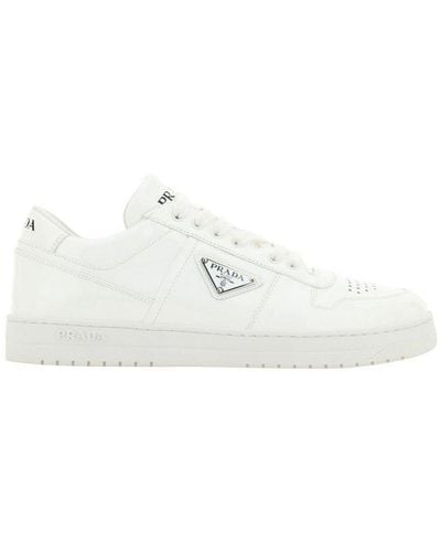 Prada Downtown Triangle Logo Lace-up Trainers - White