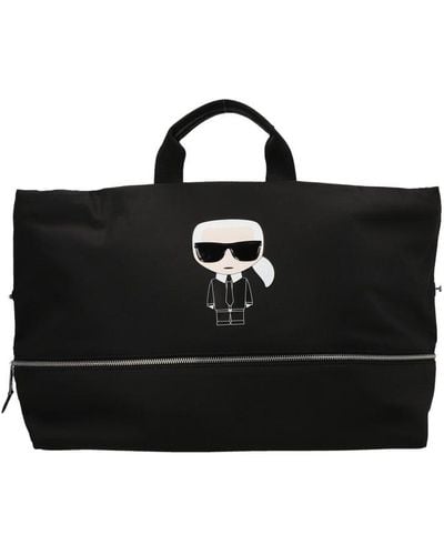 Karl Lagerfeld K/ikonik Logo Printed Weekender Bag - Black