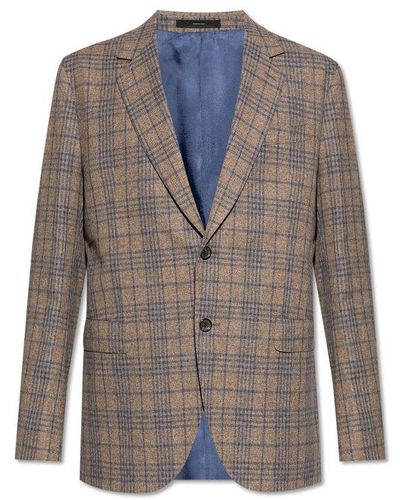 Paul Smith Chequered Pattern Blazer - Grey