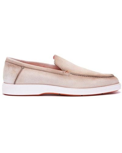 Santoni Almond Toe Slip-on Loafers - Pink