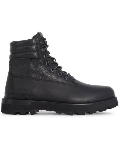 Moncler Contrasted Lace-up Boots - Black