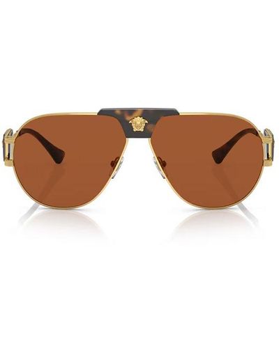 Versace Aviator Frame Sunglasses - Brown