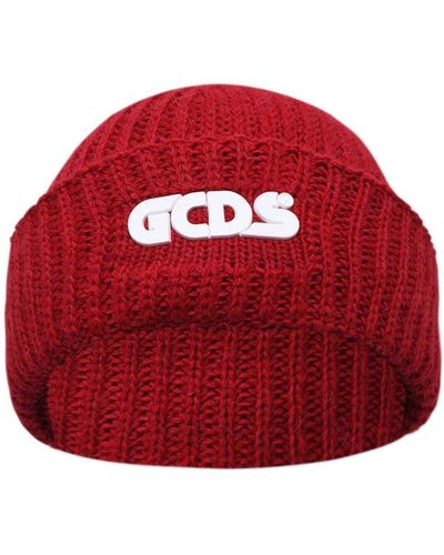 Gcds Logo Knit Beanie - Red