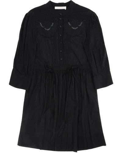 See By Chloé See By Chloe Embroidered Shirt Dress - Black
