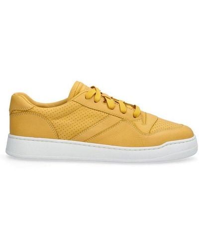 Doucal's Round-toe Lace-up Sneakers - Yellow