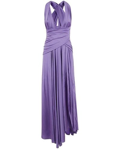 Pinko Plunge-neck Gown - Purple
