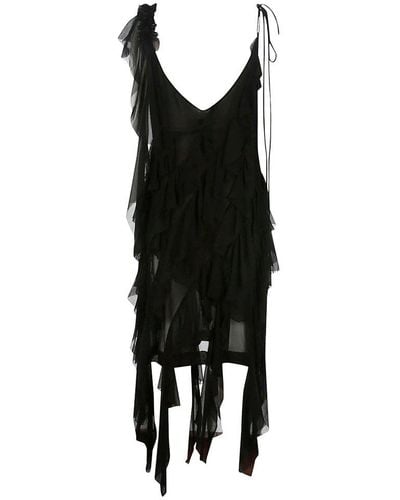 Dries Van Noten V-neck Sleeveless Mini Dress - Black