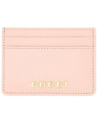 Gucci Logo Plaque Detail Card Case - Pink